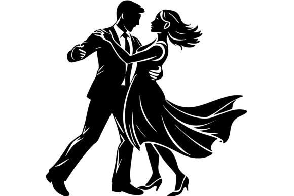 Dancing Couple Silhouette in a Romantic