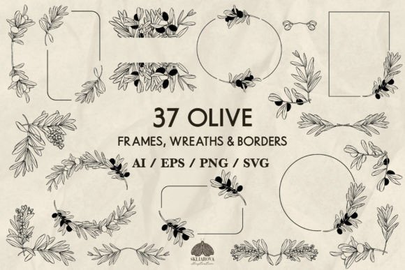 Olive Frames, Wreaths Borders SVG PNG