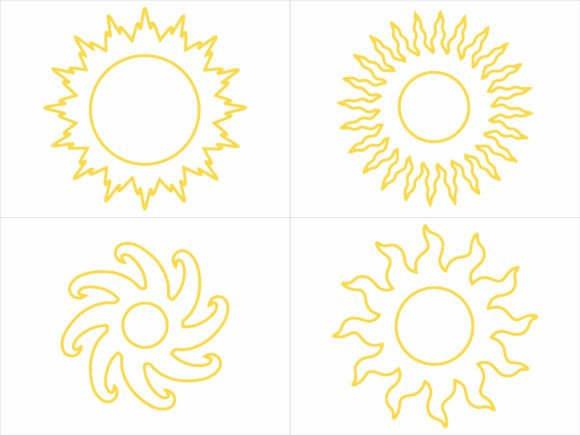 Sun Line Art Background Illustration