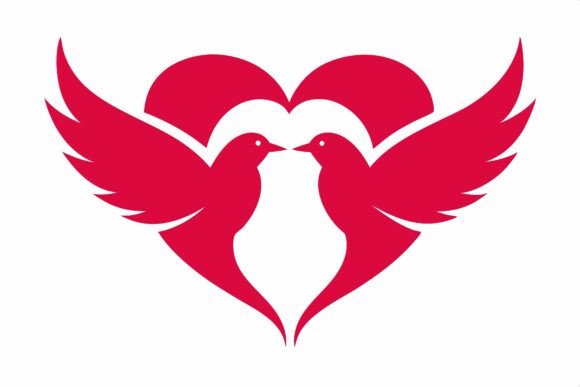 Vector Silhouette Doves Heart Valentine