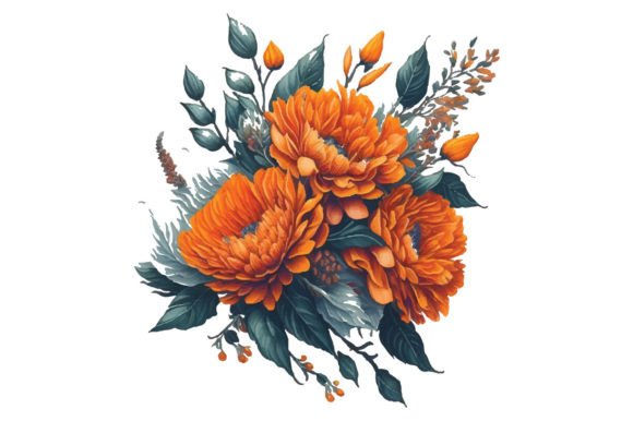 Watercolor Orange Wreath for Real Embroidery Projects